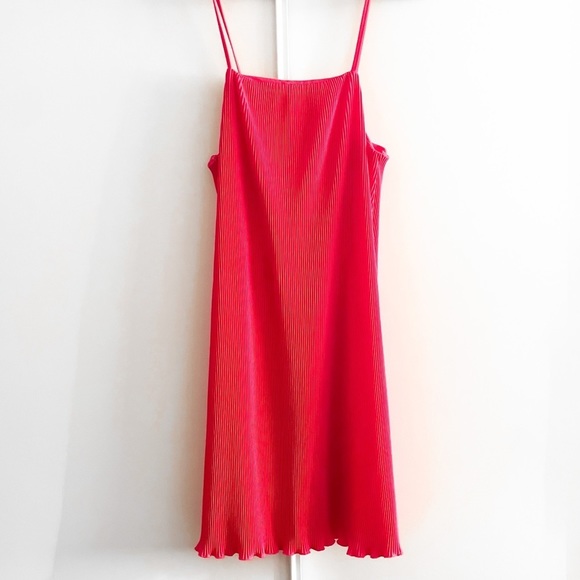 Zara Lettuce Hem Pleated Mini Dress - Picture 1 of 9